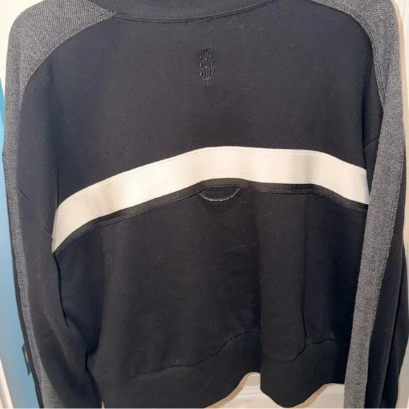 Free People Cropped Zip Up lounge jacket- black and white with collar- great con - Picture 2 of 9